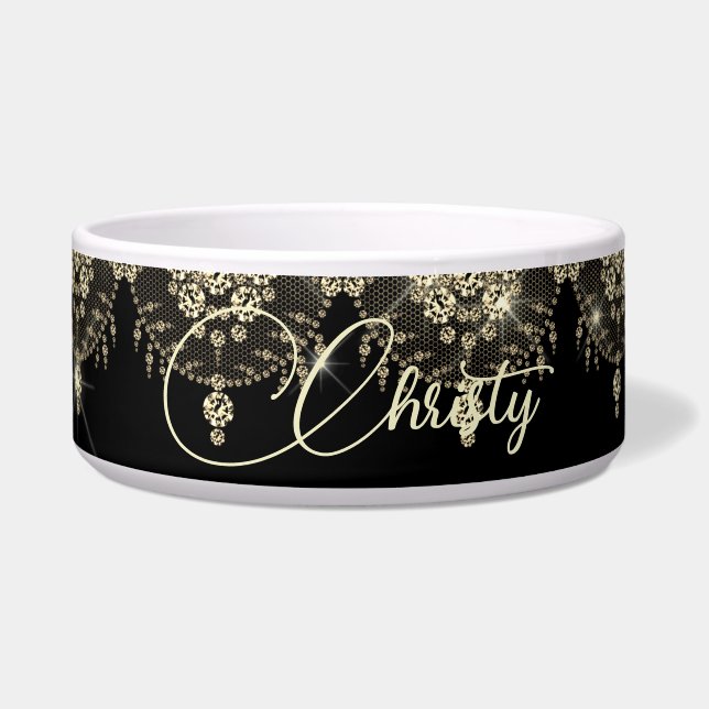 Black and gold lace elegant sparkle   mug (Front)