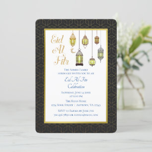 Black and Gold Lanterns   Eid Al Fitr Invitation