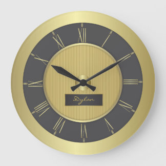 Black and gold large clock