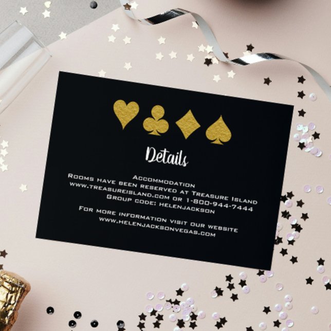 Black and Gold Las Vegas Casino Wedding Details Enclosure Card (Creator Uploaded)