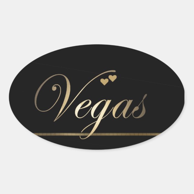 Black and Gold Las Vegas Oval Sticker (Front)