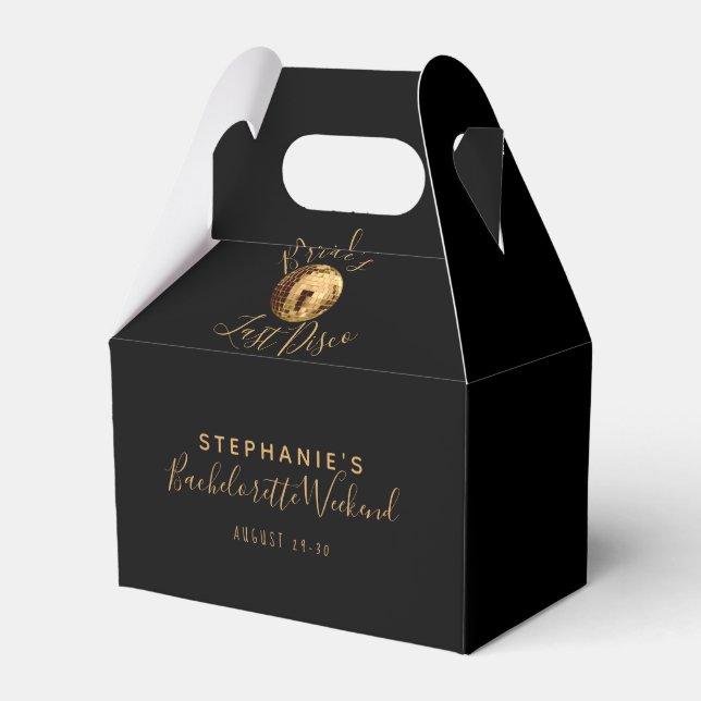 Black and Gold Last Disco Bachelorette Weekend  Favour Box (Front Side)