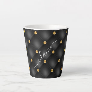 Black and Gold Latte Mug Gif Personalised Name