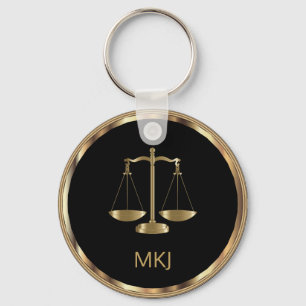 Black and Gold Law Design  -Monogram Key Ring