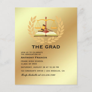 Black and Gold Lawyer Graduation Party Photo Flyer
