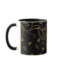 Black and Gold Leaf Print Mug
