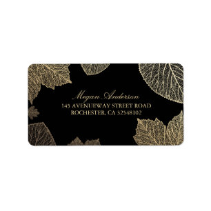 Black and Gold Leaves Fall Wedding Label