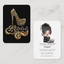 Black and Gold Leopard Boss Lady Business Card