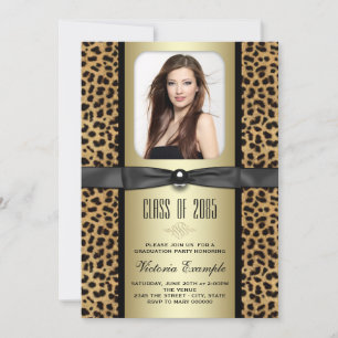 Black and Gold Leopard Graduation Announcement