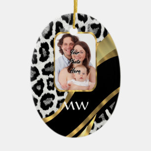 Black and gold leopard print ceramic tree decoration