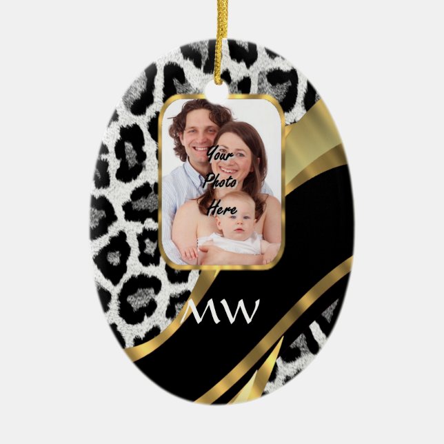 Black and gold leopard print ceramic tree decoration (Front)