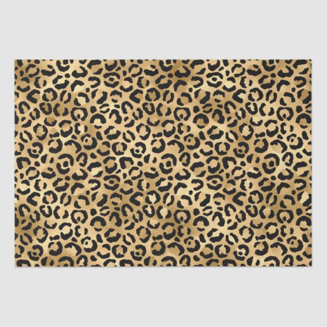Black and Gold Leopard Print Cheetah Animal Print  Tissue Paper (Front)