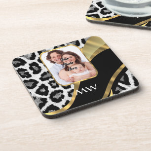Black and gold leopard print coaster