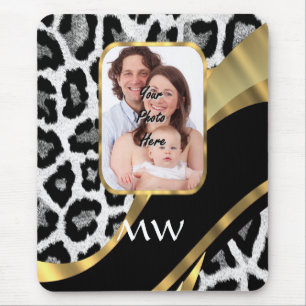 Black and gold leopard print mouse mat