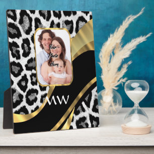 Black and gold leopard print plaque