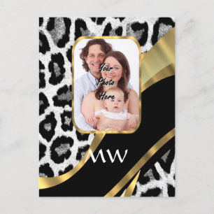 Black and gold leopard print postcard