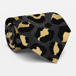 Black and Gold Leopard Print Tie