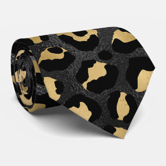 Black and Gold Leopard Print Tie