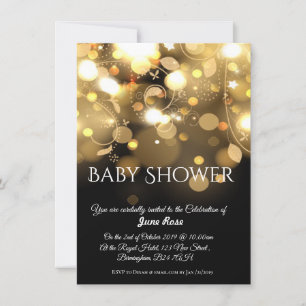 Black and Gold lights  baby shower Invitation