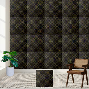 Black and Gold lines Geometric Tile
