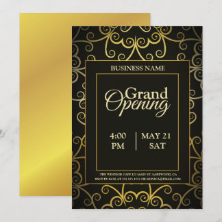 Black and Gold Logo Grand Opening Invitation