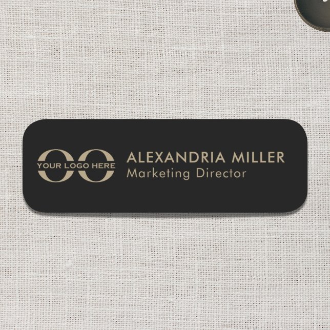 Black and Gold Logo Name Tag Modern Typography (Creator Uploaded)