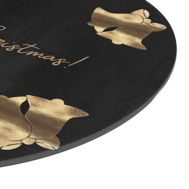 Black and Gold Look Christmas Bells Cutting Board (Corner)