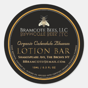 Black and Gold Lotion Bar Label Vintage Bee