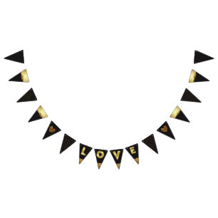 Black and Gold "Love" Garland Flag Banner