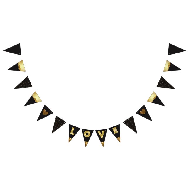 Black and Gold "Love" Garland Flag Banner (All)
