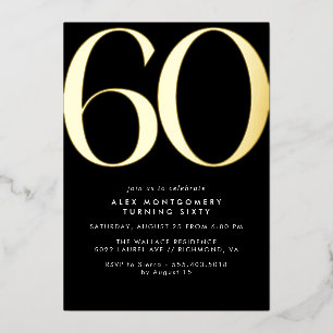 Black and Gold   Luxe Womens or Mens 60th Birthday