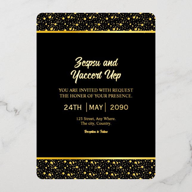 Black And Gold luxury Card Design Gold Foil (Front)