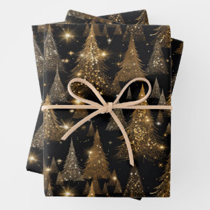 Black And Gold Luxury Christmas Wrapping Paper Sheet
