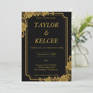 Black and Gold Luxury CUSTOMIZABLE Wedding Invitation