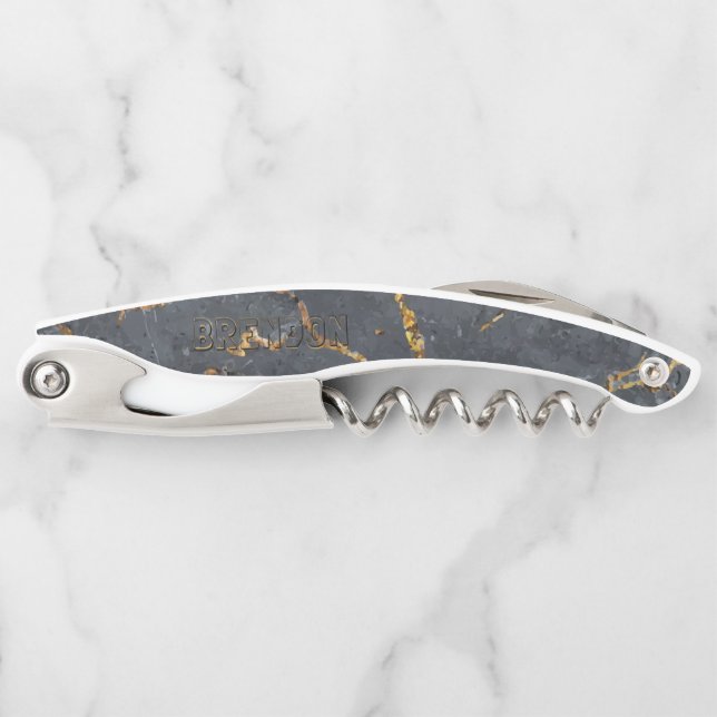 Black and gold luxury marble texture corkscrew (Front)