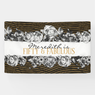 Black and Gold Luxury Personalised 50 And Fabulous Banner