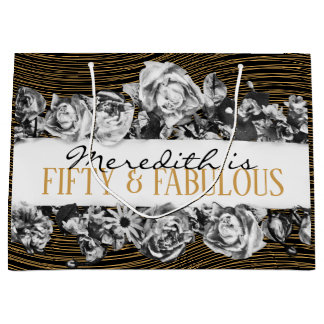 Black and Gold Luxury Personalised 50 And Fabulous Large Gift Bag
