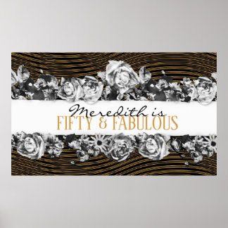 Black and Gold Luxury Personalized 50 And Fabulous Poster