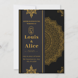 Black And Gold Luxury Wedding invitation