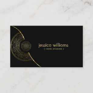Black and gold mandala business card