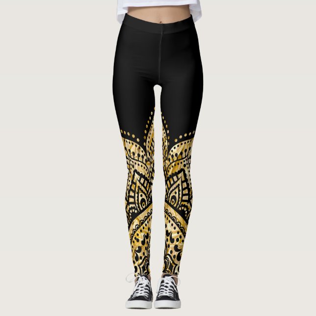 black and gold mandala leggings (Front)