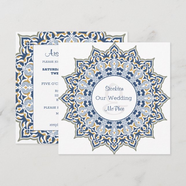 Black and Gold Mandala Wedding Invitation (Front/Back)