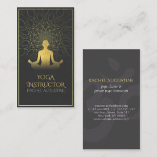Black and Gold Mandala Yoga Meditation & Om Symbol Business Card