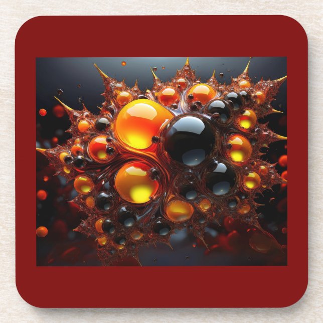 Black And Gold Mandelbrot Balls Coaster (Front)