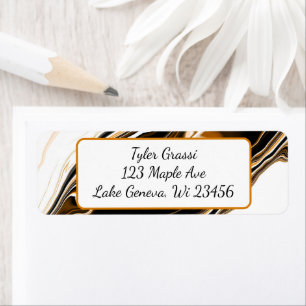 Black and Gold Marble Art Label
