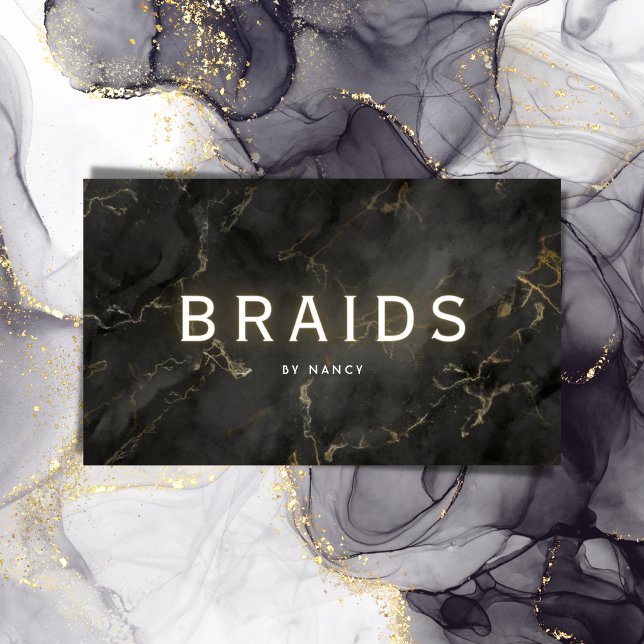 Black And Gold Marble Braids  Business Card (Creator Uploaded)