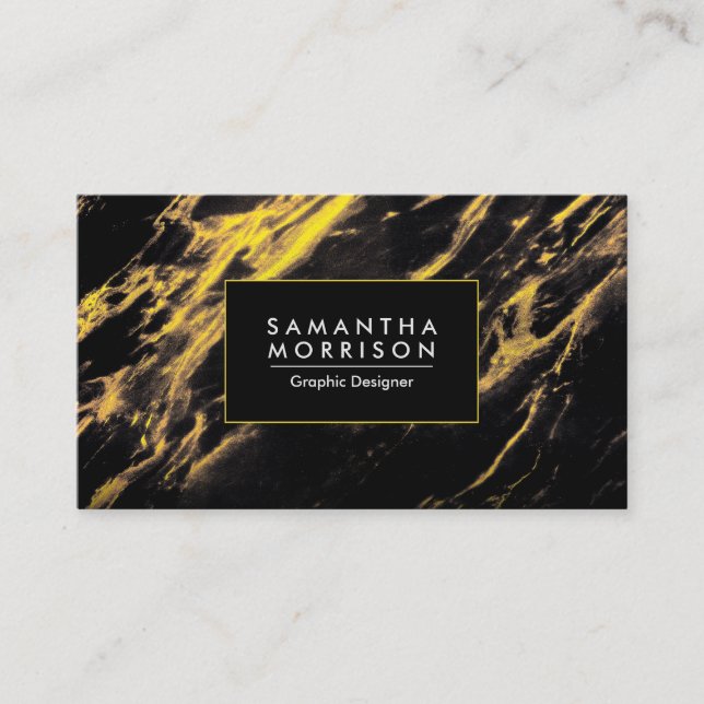 Black and Gold Marble Business Card (Front)