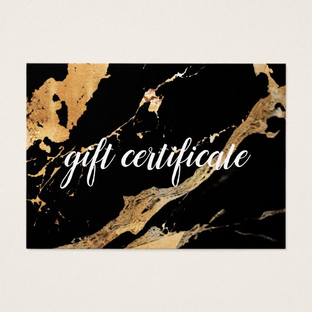 Black and Gold Marble Business Gift Certificate (Front)