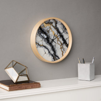 black and gold marble clock