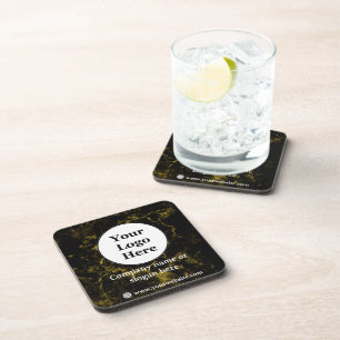 Black and gold marble coaster
